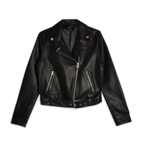 Topshop Jackets & Blazers - Topshop Kota Crop Faux Leather Moto Jacket